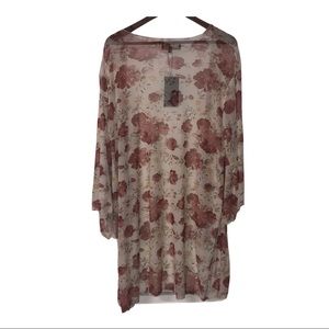 NWT Lucky & Blessed 2X Sheer Floral Kimono